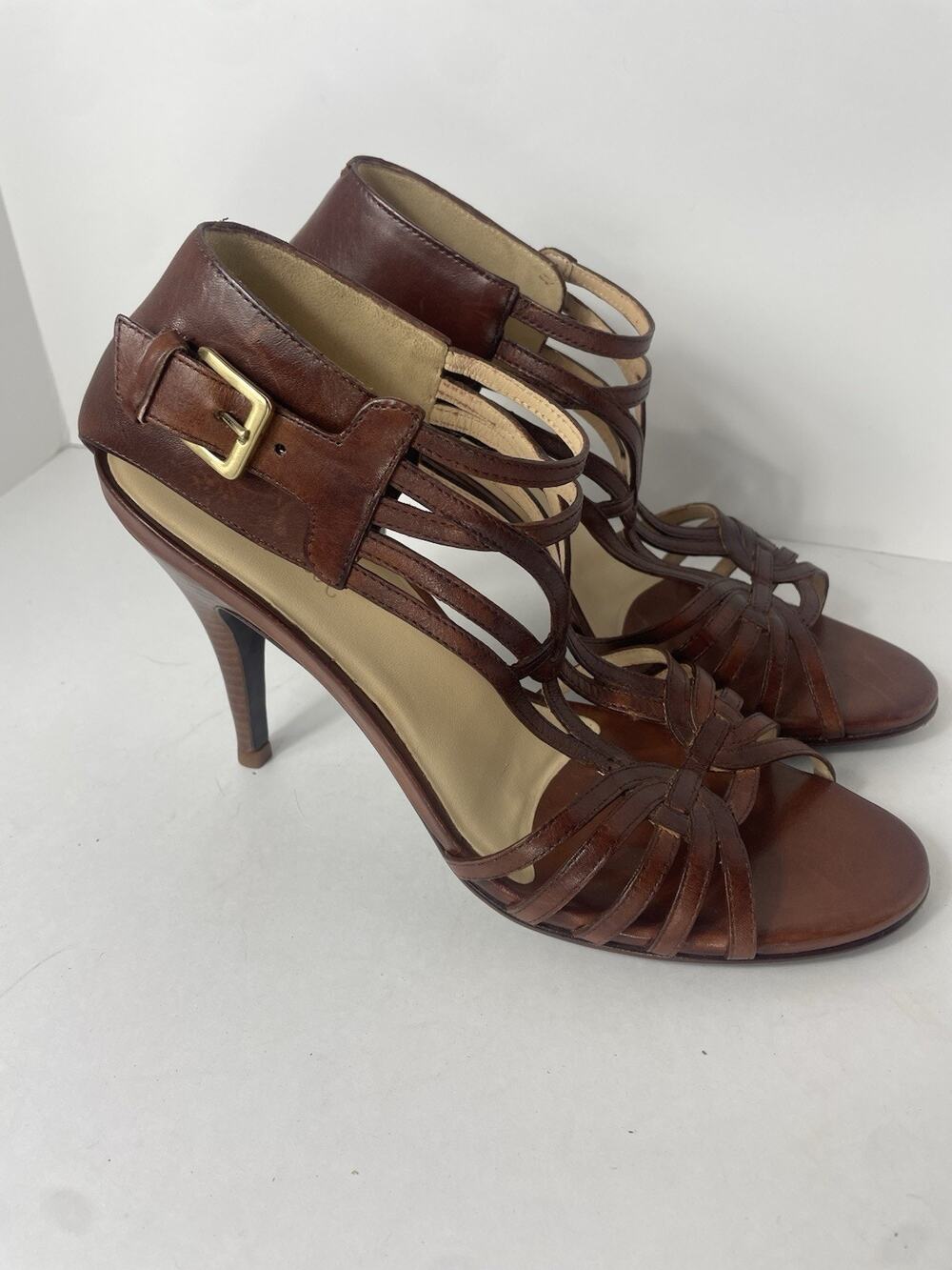 Cole Haan Air Jeanette T-Strap Leather Brown Heels Women’s Size 9.5 B